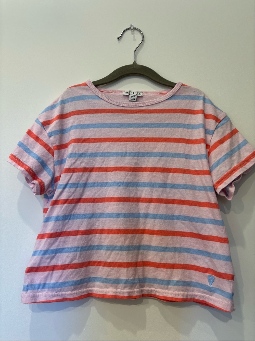 Crewcuts Short-Sleeve Striped Tee in Pink, Red & Light Blue
